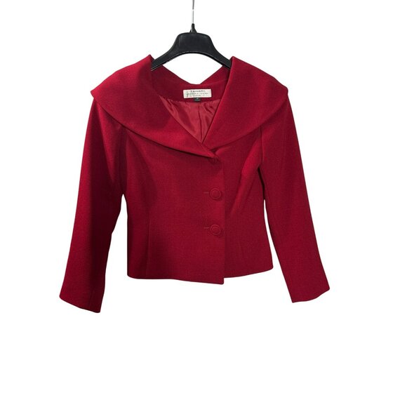 Tahari Arthur S. Levine Womens Red 2-Piece Skirt Suit Set 4P Button Blazer New - Picture 2 of 12